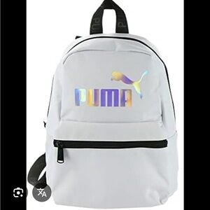 Puma Rythym Mini White Backpack with Iridescent Logo